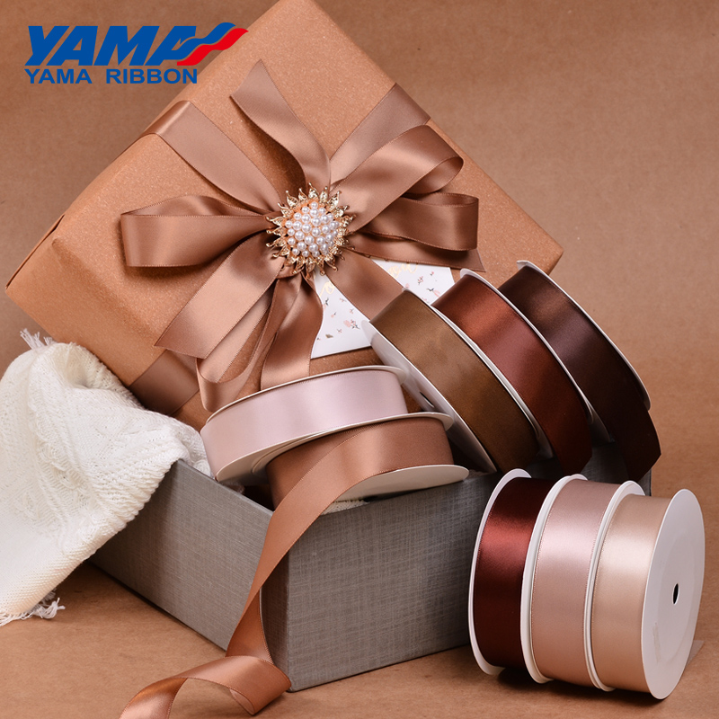 YAMA Polyester Grosgrain Gift Wrap Ribbon Manufacturers Brown