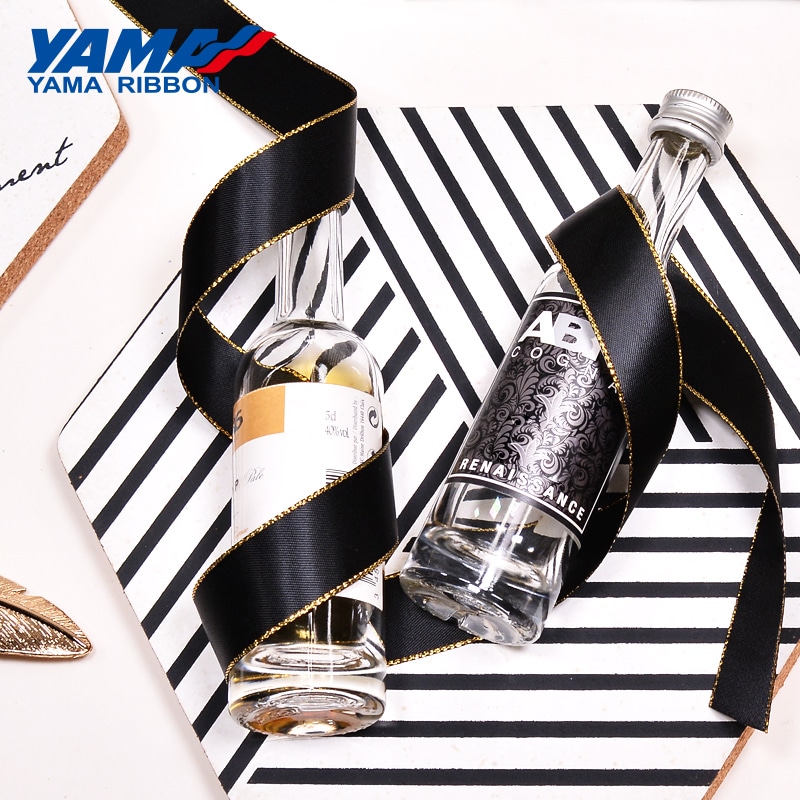 YAMA Gift Wrapping Ribbon Bulk Gold Edge Grosgrain Ribbon