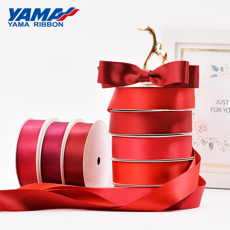YAMA Red Ribbon Cakes Suppliers Double Face Satin Ribbon Red