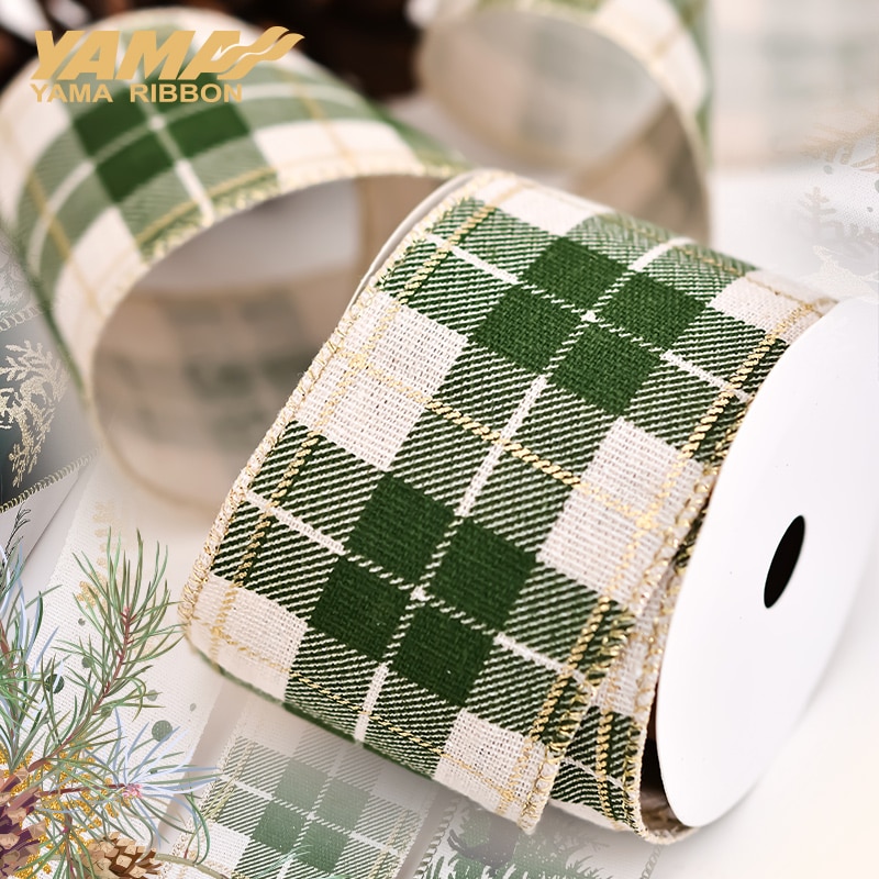 Christmas Wired Ribbon 63mm 2.5 Inch Width Wholesale Green
